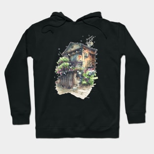 Japanese House With Flowers Hoodie